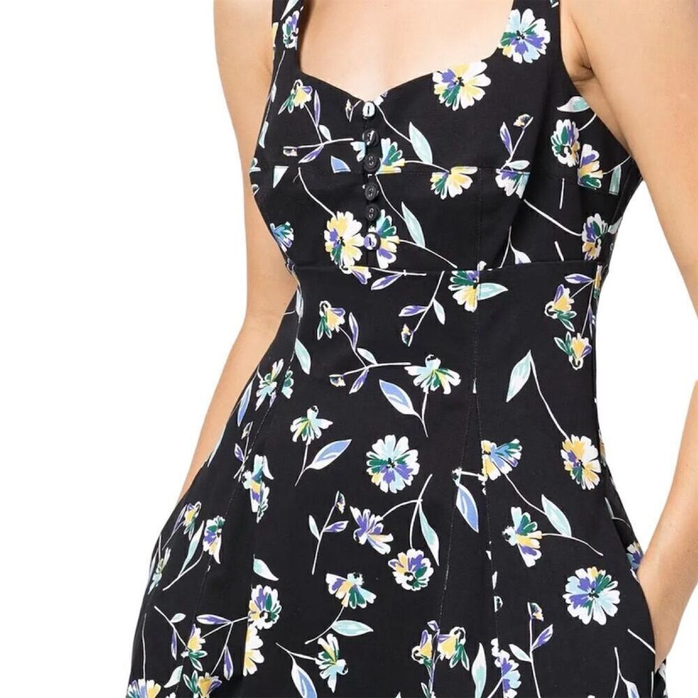 Nicholas Kiki Floral-Print Maxi Dress Black Sleeveless Square Neck Size 0 - Picture 5 of 14